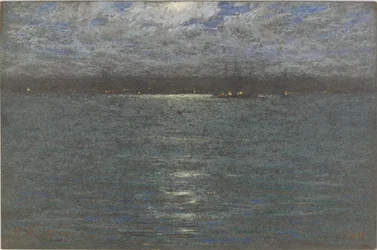 Night: A Harbor, 1894 (pastell på brunt papper)