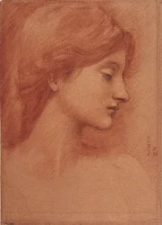 Kvinnligt huvud - Dessin av Sir Edward Coley Burne Jones (Burne-Jones) (1833-1898) - 1894 - Sanguine och krita på papper - 38,4x27,7 - Museu Nacional d