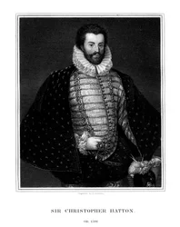 Sir Christopher Hatton, engelsk politiker, 1827.