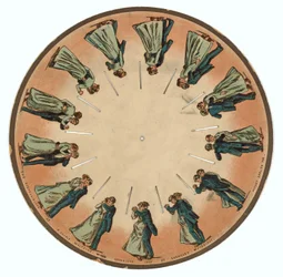 Zoopraxiskopskiva som visar ett par som valsar, 1893