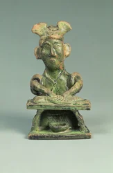 Figur av en fiskhandlare, gravartefakt, östra Han-dynastin, 25-220 (lergods)