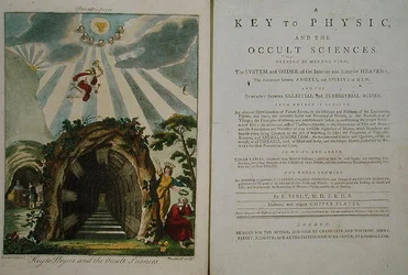 Frontispice för "A Key to Physics and the Occult Sciences" bok 4, publicerad 1800 (färg litho)