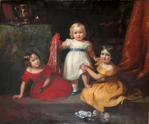 Gruppporträtt av John Scott, senare 3:e earl av Eldon, och hans systrar Lady Selina Scott och Lady Gertrude Scott