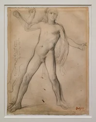 Alexander och ben studerar. Omkring 1859-1861. Svart bläck och grafit på papper