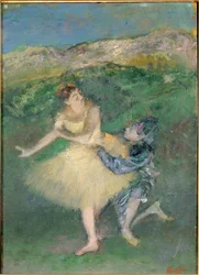 Arlequin et Colombine (olja på trä)