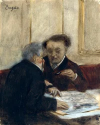 ""At the Cafe Chateaudun"" Målning av Edgar Degas (1834-1917) cirka 1870 Dim 23,7x19 cm London National Gallery
