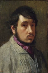 Självporträtt - Målning av Edgar Degas (1834-1917), olja på papper, cirka 1858, 47x32 cm - (Självporträtt, Olja på papper av Edgar Degas) - Privat samling