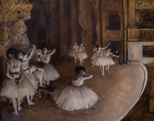 Balettrepetition på scenen. 1874. Olja på duk.