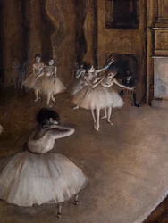 Balettupprepning på scenen (detalj). 1874. Olja på duk.