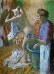 Frukost efter badet (pastell på papper)