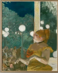 Konsert på ett café: The song of the dog (gouache och pastell på monotypi)