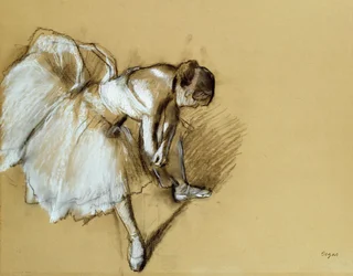 Dansare som justerar sin sko, ca 1890