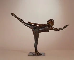 Dansare: Arabesque på höger ben, vänster arm i linje, ca. 1877-1885 cast c. 1919-1931.