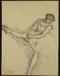 Sittande dansare, justerar sin strumpa, c.1880