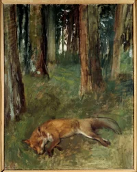 Död räv i ett trä Målning av Edgar Degas (1834-1917) 1800-talets sön. 0,92x0,63 m Rouen, Musee des Beaux Arts