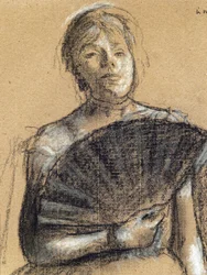 Detalj av dansare (ca 1876). Edgar Degas (1834-1917). Pastell och kol på pappersstav. Musee des Beaux-Arts de la Ville de Paris, PeuPalais.