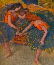 Två dansare i gula kroppar, c1902