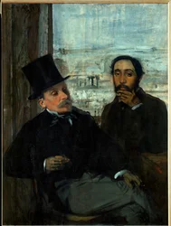 Edgar Degas och hans vän Evariste de Valernes, fransk målare (olja på duk)