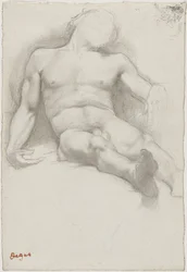 Studie - liggande naken man
