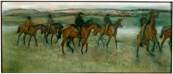 Utövande kapplöpningshästar, c1880.