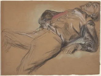 Fallen Jockey-studie för Scene from the Steeplechase: The Fallen Jockey, ca. 1866.