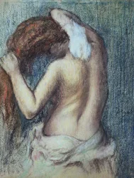 Kvinna vid hennes toalett, ca 1895 (pastell på papper)
