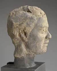 Head, Study for a Portrait of Mme Salle, c.1892 (lera, metallarmatur, på träbas)