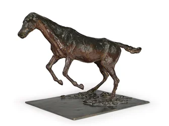 Häst som tar bort ett hinder; Häst som hoppar över hindret, ca 1882-1895