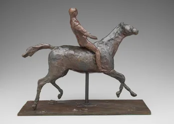 Häst och ryttare, ca 1900 (brons)
