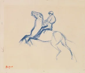 Jockey på hästryggen (krita på papper)