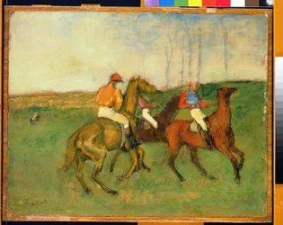 Jockeys och kapplöpningshästar, ca 1890-95