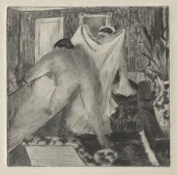 Lämnar badet, ca 1878-80