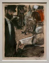 Ludovic Halevy hittar Madame Cardinal i ett omklädningsrum. Omkring 1876-1877. Pastell och penna på monotypi.