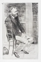 Manet sittande, vänd åt höger