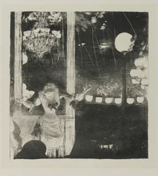 Mlle Becat på Cafe des Ambassadeurs, 1877-78 (lito på vävt papper)