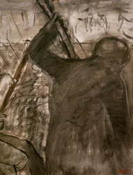 Musiker i orkestern (detalj). Omkring 1870. Olja på duk.