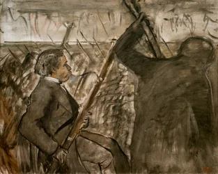 Musiker i orkestern. Omkring 1870. Olja på duk.