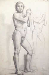 Stående naken man, ca 1856