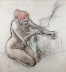 Naken kvinna som torkar sig efter badet, c.1898