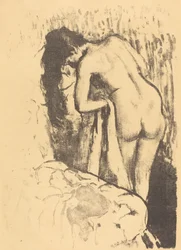 Naken kvinna som står och torkar sig (Femme nue debout, a sa toilette)