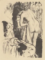 Naken kvinna som står och torkar sig (Femme nue debout, a sa toilette)