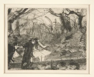 På Stage III, 1877 (mjuk grundetsning och roulette på papper)