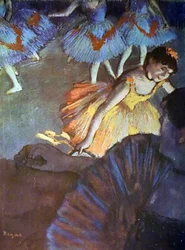 Målning med titeln A Ballet Seen from an Opera Box av Edgar Degas