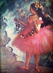 Målning med titeln Dancer in a Rose Dress av Edgar Degas