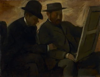 Paul Lafond och Alphonse Cherfils undersöker en målning