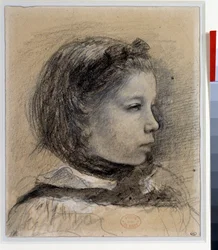 Porträtt av Giulia Bellelli Studie för "" familjen Bellelli"" Teckning av Edgar Degas (1834-1917) Omkring 1858-1859 Dim.0,23 x 0,19 m Paris. Louvren