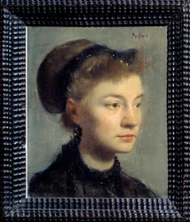 Porträtt av en ung kvinna målning av Edgar Degas (1834-1917). 1867. Dim. 0,27x0,22 m. Paris, Musée d