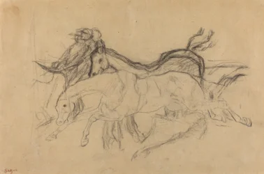 Racehorses (studie för "Scene from the Steeplechase: The Fallen Jockey")