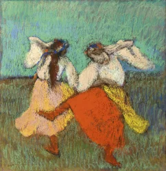 Ryska dansare (Danseuses Russes) av Degas, Edgar (1834-1917). Pastell på papper, storlek: 63x60,8, ca 1899, Privat samling