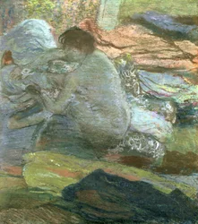 Sittande kvinna som torkar sina fötter, c.1893